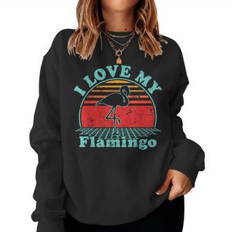 I Love My Flamingo Vintage 80S Style Women Sweatshirt - Monsterry