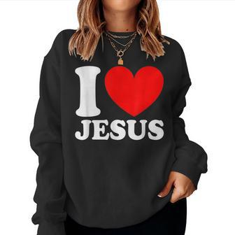 I Love Jesus I Red Heart Jesus Christian Women Sweatshirt - Thegiftio UK