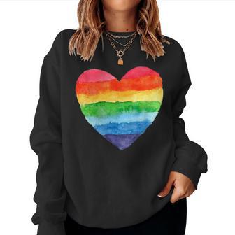 Love Is Just Love Lgbt Pride With Heart Rainbow Flag Women Sweatshirt - Thegiftio UK
