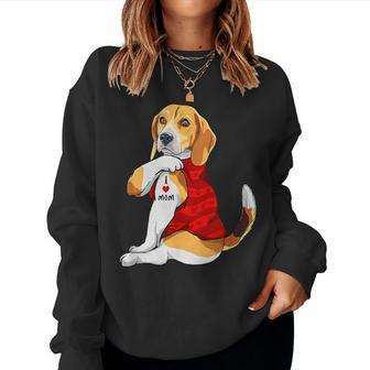 I Love Mom Tattoo Beagle Dog Lover Beagle Mom Women Sweatshirt - Thegiftio UK