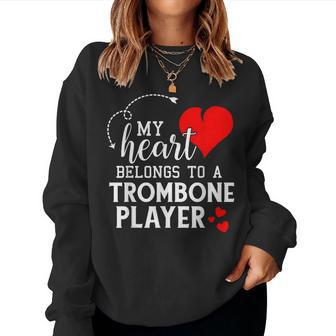 I Love My Trombone Player Husband Wife Valentines Women Sweatshirt - Monsterry CA