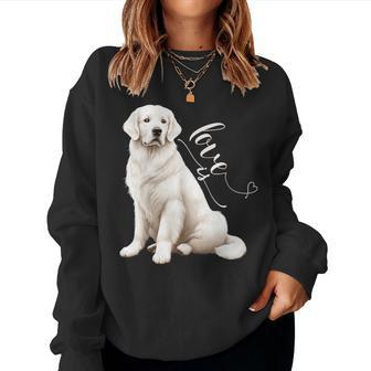 Love Is White English Cream Golden Retriever Mom Dog Puppy Women Sweatshirt - Seseable