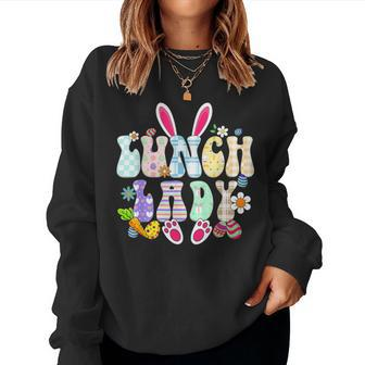 Lunch Lady Egg Easter Day Floral Bunny Women Sweatshirt | Mazezy