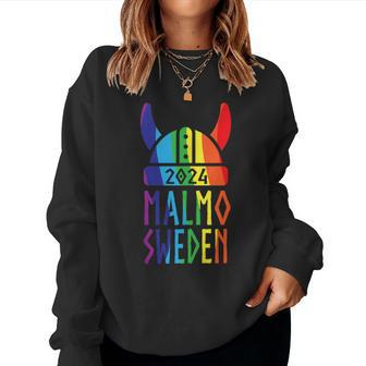 Malmo Sweden 2024 Swedish Viking Rainbow Gay Lesbian Pride Women Sweatshirt - Monsterry UK