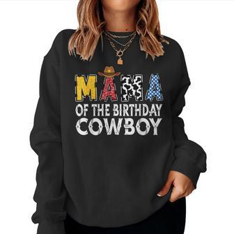 Mama 1St Birthday Cowboy Western Mama Birthday Boy Women Sweatshirt - Seseable