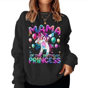 Mama Of The Birthday Princess Girl Dabbing Unicorn Mom Women Sweatshirt - Thegiftio UK