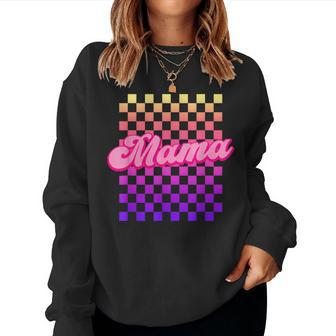 Mama With Checkered Pattern Cute Retro Women Sweatshirt - Thegiftio UK