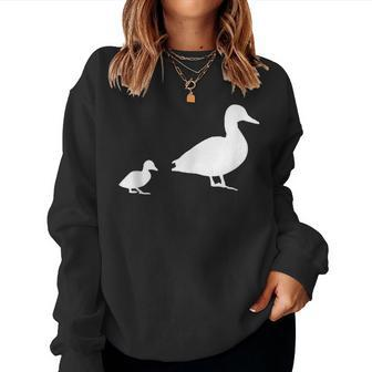 Mama Duck 1 Duckling Animal Family Women Sweatshirt - Monsterry