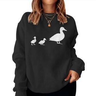 Mama Duck 2 Ducklings Animal Family Women Sweatshirt - Monsterry