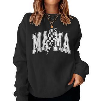 Mama Lightning Bolt Checkered Mother's Day Varsity For Mom Women Sweatshirt | Mazezy