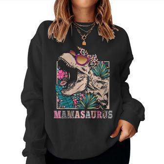 Mamasaurus Rex Mom Dinosaur Leopard Flower T-Rex Mama Saurus Women Sweatshirt | Seseable CA