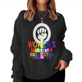 March On Washington Gay Pride Rainbow Lgbt Fist Women Sweatshirt - Monsterry