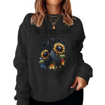 May Is Melanoma Awareness Month Sunflower Black Ribbon Women Sweatshirt - Monsterry DE