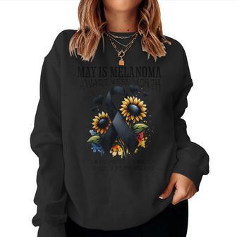 May Is Melanoma Awareness Month Sunflower Black Ribbon Women Sweatshirt - Monsterry AU