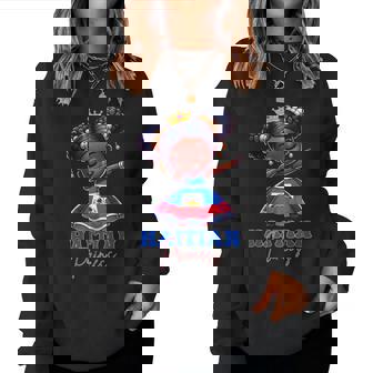 Melanin Haitian Princess Haiti Flag Black Girls Women Sweatshirt | Mazezy