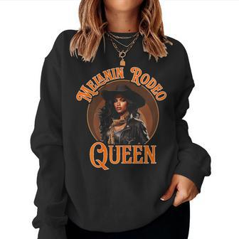 Melanin Rodeo Queen Bronc Riding African American Women Sweatshirt - Monsterry