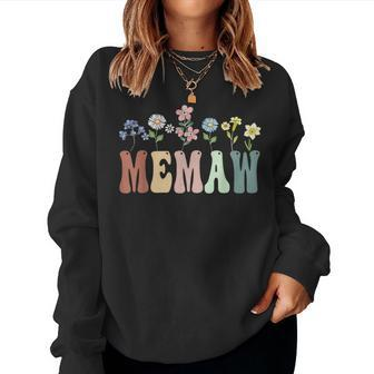 Memaw Wildflower Floral Memaw Women Sweatshirt - Seseable