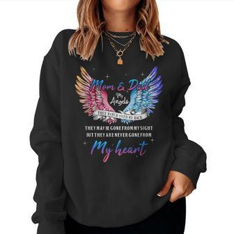 In Memory Of Mom Dad In Heaven Guardian Angel Wings Memorial Women Sweatshirt - Monsterry CA