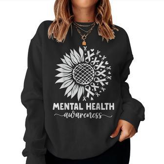 Mental Health Awareness Green Sunflower Mental Health Women Sweatshirt | Mazezy AU