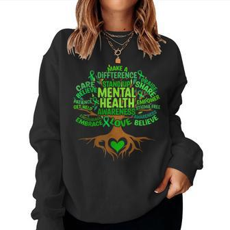 Mental Health Awareness Tree Grreen Ribbon Women Sweatshirt | Mazezy AU
