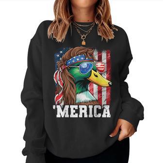 Merica Usa American Flag Patriotic 4Th Of July Duck Hunting Women Sweatshirt - Monsterry AU