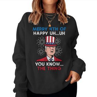 Merry 4Th Of July Joe Confused Patriot Women Women Sweatshirt - Thegiftio UK