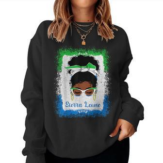 Messy Bun Sierra Leone Flag Woman Girl Women Sweatshirt - Monsterry DE