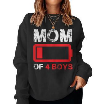 Mom Of 4 Boys Low Battery Mother's Day Women Sweatshirt - Monsterry UK