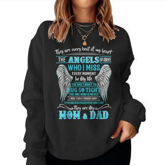 Mom & Dad My Angels In Memories Of Parents In Heaven Women Sweatshirt - Monsterry CA
