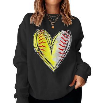 Mom Of Both Baseball Softball Mom Women Women Sweatshirt | Mazezy AU