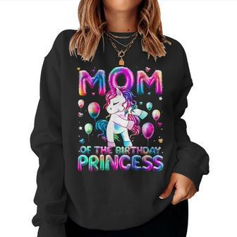 Mom Of The Birthday Princess Girl Flossing Unicorn Mommy Women Sweatshirt - Thegiftio UK