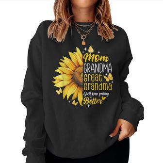 Mom Grandma Great Grandma Sunflower Mother's Day 2024 Women Women Sweatshirt | Mazezy
