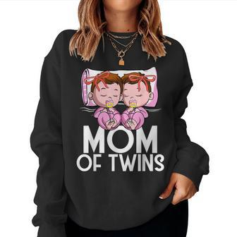 Mom Of Twins Girls Announcement Mother Of Twin Daughters Women Sweatshirt - Monsterry CA