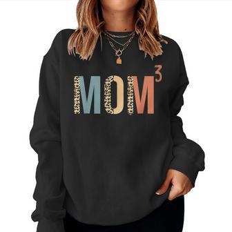 Mom3 Mom Cubed Mother Of Three Mama Of 3 Leopard Women Sweatshirt - Monsterry UK