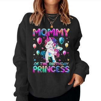 Mommy Of The Birthday Princess Girl Flossing Unicorn Mom Women Sweatshirt - Monsterry UK