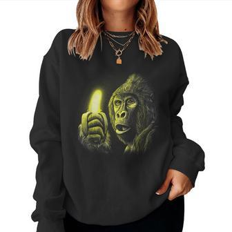 Monkey With Shining Banana Surprised Gorilla Women Sweatshirt - Monsterry DE