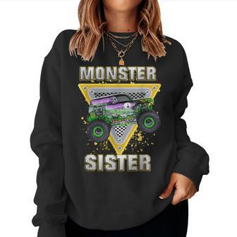 Monster Truck Sister Monster Truck Are My Jam Truck Lovers Women Sweatshirt - Thegiftio UK