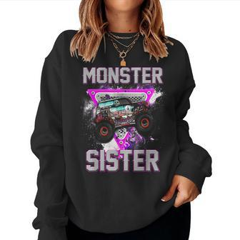 Monster Truck Sister Monster Truck Are My Jam Truck Lovers Women Sweatshirt - Monsterry