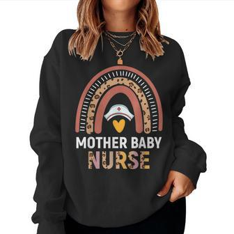 Mother Baby Nurse Leopard Rainbow Rn Registered Nurse Women Sweatshirt - Monsterry UK