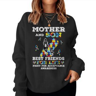 Mother And Son Best Friends For Life Autism Mom Mother Women Sweatshirt - Monsterry DE