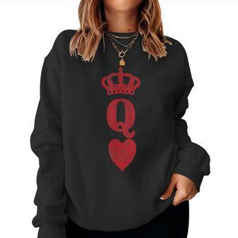 Mother's Birthday 2024 Queen Of Hearts Playing Card Costume Women Sweatshirt - Thegiftio UK
