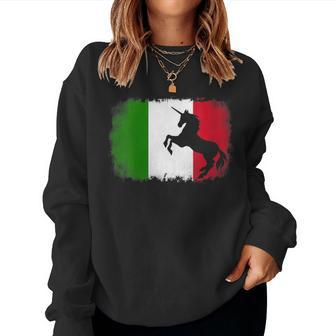 Mythical Unicorn Vintage Italy Italian Flag Horse Lover Women Sweatshirt - Monsterry UK
