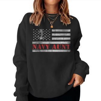 Navy Aunt With American Flag Camo For Veteran Day Women Sweatshirt - Monsterry