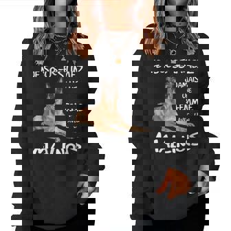Ne Sous-Estimez Jamais Une Avec Un Malinois Avec Col En V Women Sweatshirt - Cadeauxyz