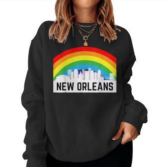 New Orleans Pride Lgbtq Rainbow Skyline Women Sweatshirt - Monsterry