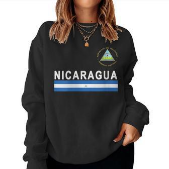 Nicaraguan Sports-Style Flag And Emblem Women Sweatshirt - Monsterry DE