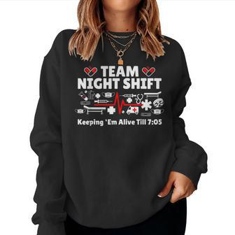 Night Shift Nurse Life Rn Lpn Cna Healthcare Heartbeat Love Women Sweatshirt - Monsterry DE