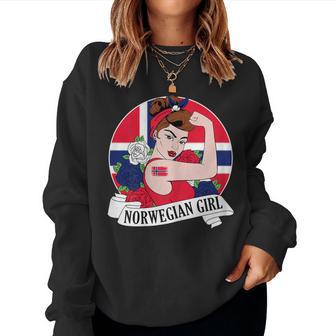 Norwegian Girl Norway Norwegian Flag Women Sweatshirt - Thegiftio UK