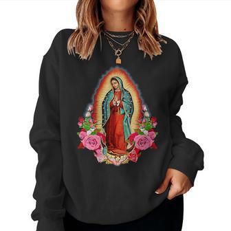 Notre-Dame De Guadalupe Sainte Vierge Marie Avec Col En V Women Sweatshirt - Cadeauxyz