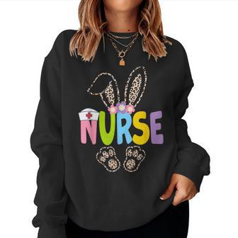 Nurse Bunny Leopard Easter Nurse Easter Nurse Life Bunny Women Sweatshirt | Mazezy
